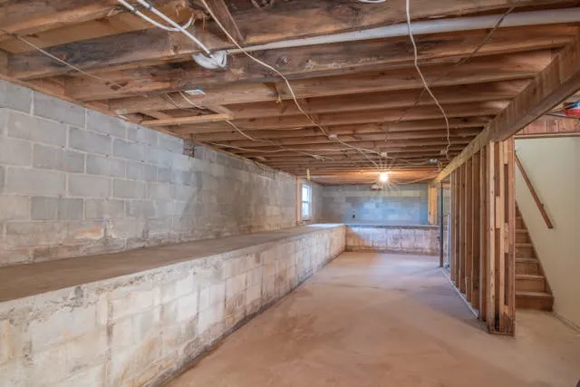 A stripped basement to be remodeled