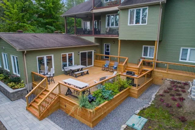 A side view of remodeled home deck