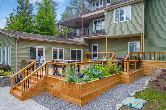 A side view of remodeled home deck