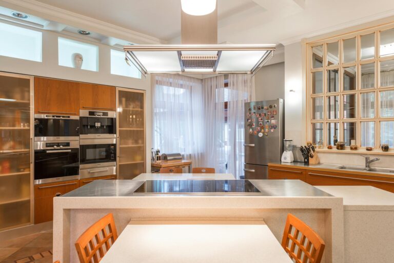 Big kitchen with center stove